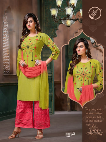 JLF Presents Innaya Rayon Fabric Fancy Designer Kurtis Collection With Plazzo