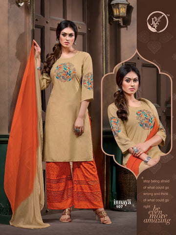 JLF Presents Innaya Rayon Fabric Fancy Designer Kurtis Collection With Plazzo