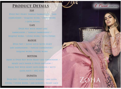 Jinaam's Floral Zoha Stylish Attractive Wedding Lehanga Collection