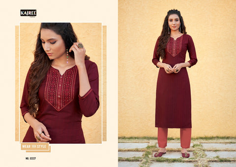 Kalaroop Kajree Presents Pili Linen Fancy Designer Kurtis Collection