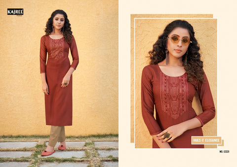 Kalaroop Kajree Presents Pili Linen Fancy Designer Kurtis Collection