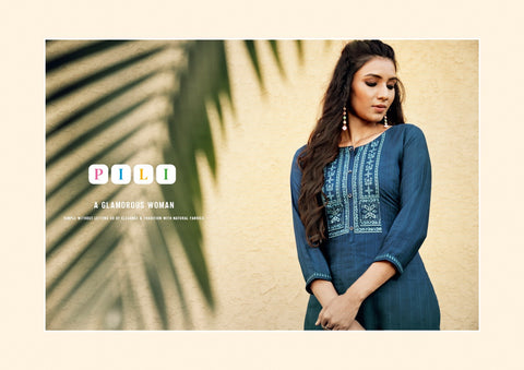 Kalaroop Kajree Presents Pili Linen Fancy Designer Kurtis Collection