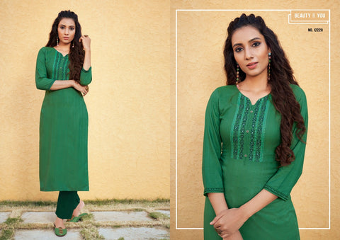 Kalaroop Kajree Presents Pili Linen Fancy Designer Kurtis Collection