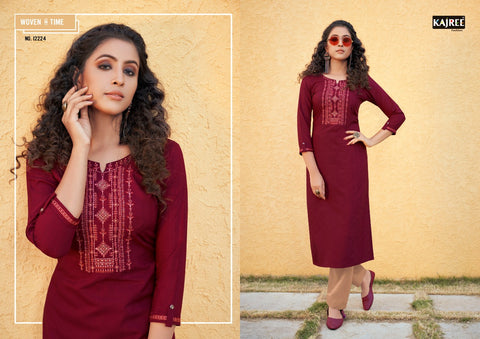 Kalaroop Kajree Presents Pili Linen Fancy Designer Kurtis Collection