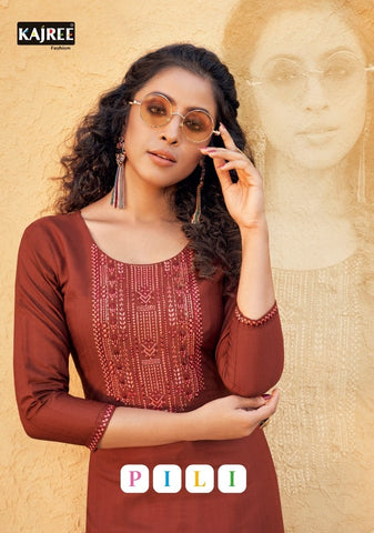 Kalaroop Kajree Presents Pili Linen Fancy Designer Kurtis Collection