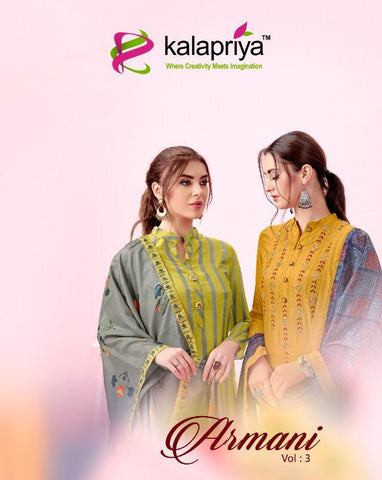 Kalapriya Presents Armani Vol 3 Rayon Printed Fancy Designer Salwar Suits