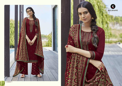 Kalarang Launched Saheli Jam Silk Cotton Embroidery Work Salwar Kameez