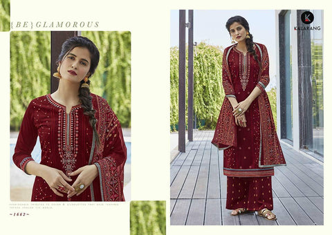 Kalarang Launched Saheli Jam Silk Cotton Embroidery Work Salwar Kameez