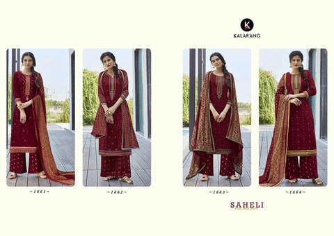 Kalarang Launched Saheli Jam Silk Cotton Embroidery Work Salwar Kameez