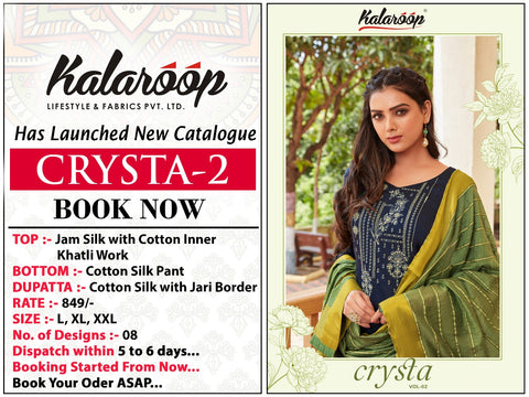 Kalaroop Kajree  Crysta Jam Silk Cotton Casual Wear Kurti Collection