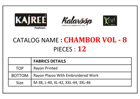 Kalaroop Presents Chambor Vol 8 Heavy Rayon Printed Designer Kurtis Collection
