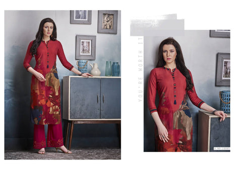 Kalaroop Presents Chambor Vol 8 Heavy Rayon Printed Designer Kurtis Collection
