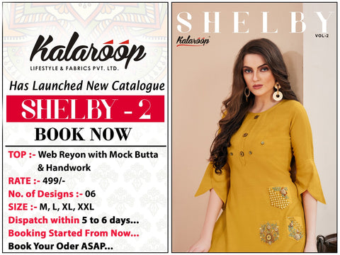 Kalaroop Presents Shelby Vol 2 Rayon Fancy Designer Kurtis Collections