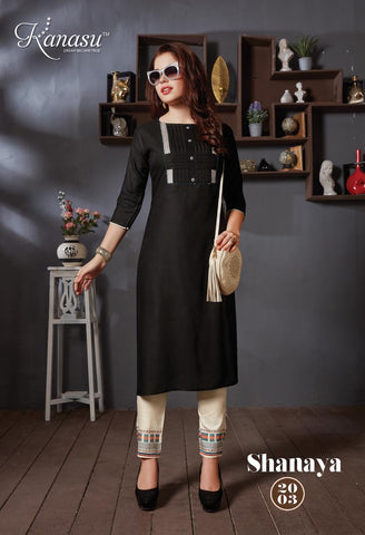 Kanasu Kurti  Shayana Rayon Designer Kurti Collection With Pants