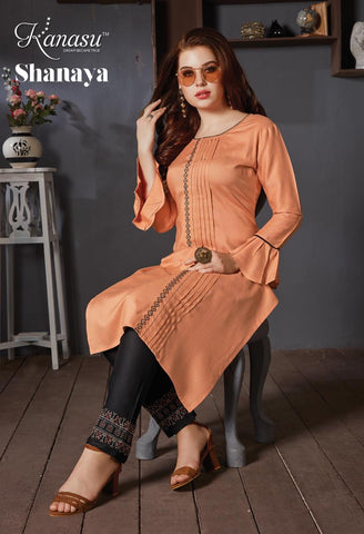 Kanasu Kurti  Shayana Rayon Designer Kurti Collection With Pants