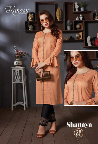 Kanasu Kurti  Shayana Rayon Designer Kurti Collection With Pants