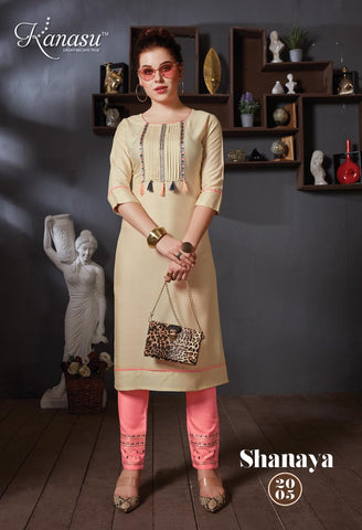 Kanasu Kurti  Shayana Rayon Designer Kurti Collection With Pants