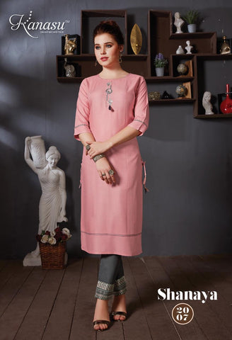 Kanasu Kurti  Shayana Rayon Designer Kurti Collection With Pants