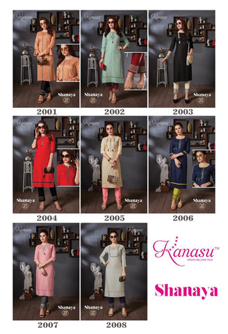 Kanasu Kurti  Shayana Rayon Designer Kurti Collection With Pants