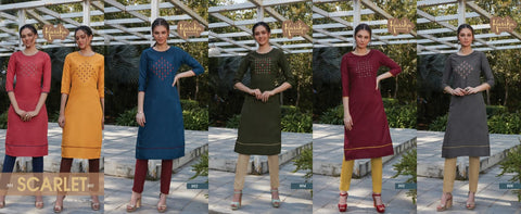 Karika Launched Scarlet Cotton Casual Wear Kurtis Collection