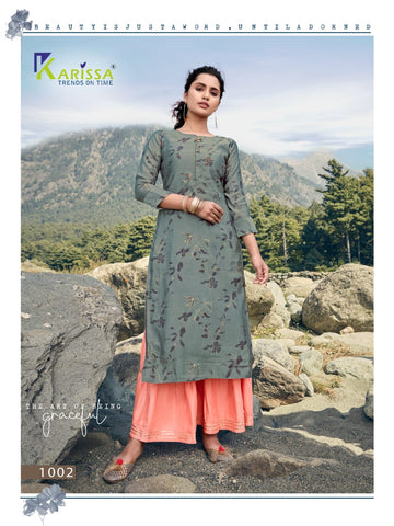 Karissa Launched Rangat Heavy Maslin Silk Fancy Designer Kurtis With Sharara Collection