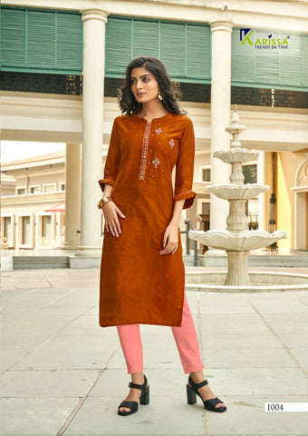 Karrisa Presents Riwaaz Slub Silk Stylish Designer Kurtis Collection