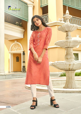 Karrisa Presents Riwaaz Slub Silk Stylish Designer Kurtis Collection