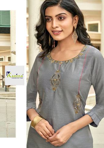 Karrisa Presents Riwaaz Slub Silk Stylish Designer Kurtis Collection