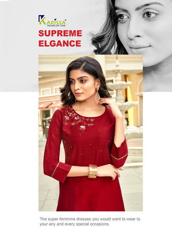 Karrisa Presents Riwaaz Slub Silk Stylish Designer Kurtis Collection