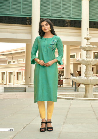 Karrisa Presents Riwaaz Slub Silk Stylish Designer Kurtis Collection