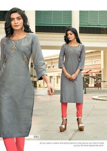 Karrisa Presents Riwaaz Slub Silk Stylish Designer Kurtis Collection