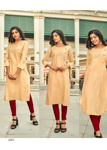 Karrisa Presents Riwaaz Slub Silk Stylish Designer Kurtis Collection