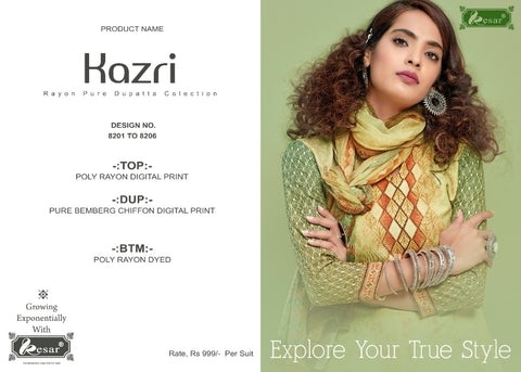 Keshar Kazri Cotton Fabric Digital Print Salwar Kameez