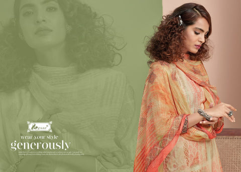 Keshar Kazri Cotton Fabric Digital Print Salwar Kameez
