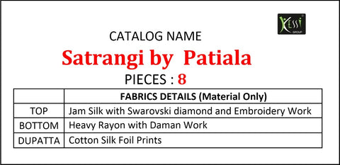 Kessi Fabric Launched Satrangi By Patiyala Jam Silk Embroidery Work Fancy Designer Salwar Suits