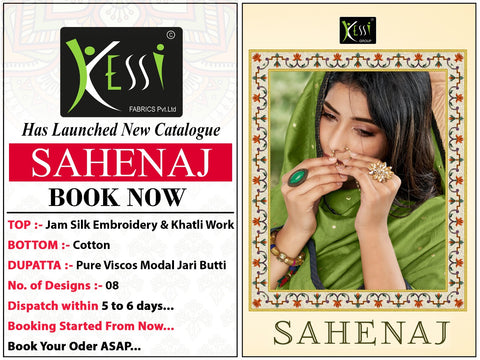 Kessi Fabrics Presents Shehnaj Jam Silk Embroidery Work Fancy Designer Salwar Suits