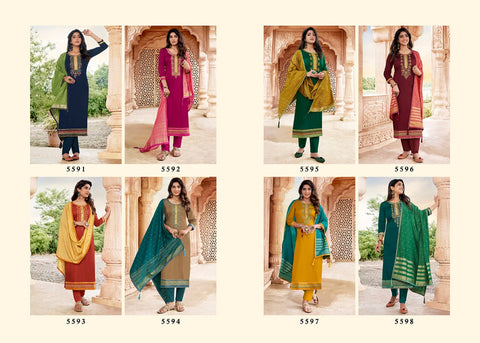Kessi Fabrics Presents Shehnaj Jam Silk Embroidery Work Fancy Designer Salwar Suits