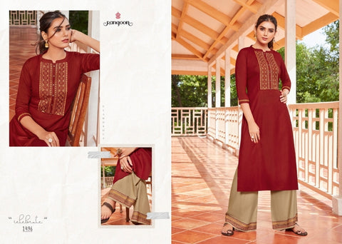 Kessi Fabrics Rangoon Launched Catwalk Vol 3 Rayon Fancy Designer Kurtis With Plazzo