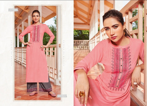 Kessi Fabrics Rangoon Launched Catwalk Vol 3 Rayon Fancy Designer Kurtis With Plazzo