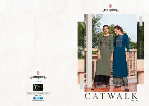 Kessi Fabrics Rangoon Launched Catwalk Vol 3 Rayon Fancy Designer Kurtis With Plazzo