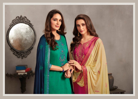 Kessi Launched Gulal Jam Silk Embroidery Fancy Designer Salwar Kameez
