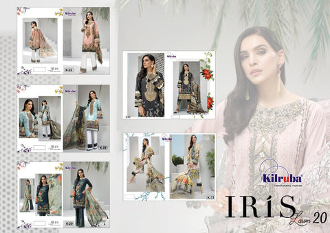 KILRUBA LAUNCHES IRIS LAWN COLLECTION PAKISTANI STYLE DRESS MATERIAL