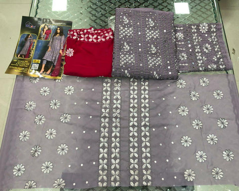 Kilruba Presents Chickenkari Drees Materials Georgette Fancy Designer Salwar Suits