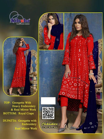 Kilruba Presents Chickenkari Drees Materials Georgette Fancy Designer Salwar Suits
