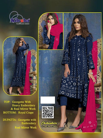 Kilruba Presents Chickenkari Drees Materials Georgette Fancy Designer Salwar Suits