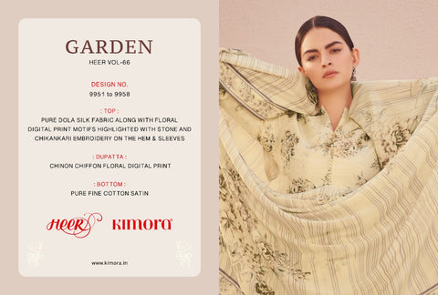 KIMORA HEER VOL 66 GARDEN DOLA SILK SUIT WITH CHICKEN KARI WORK