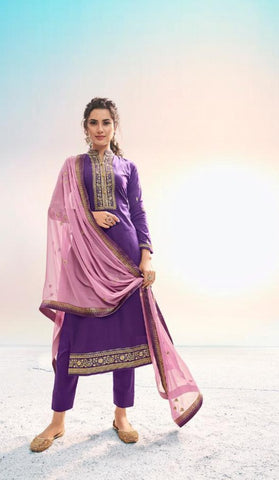 Sanskurti Silk Mills Kishana Jam Silk Embroidery Work Fancy Designer Salwar Suits
