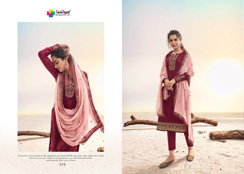 Sanskurti Silk Mills Kishana Jam Silk Embroidery Work Fancy Designer Salwar Suits
