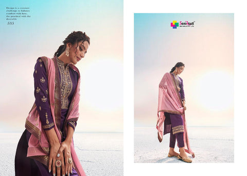 Sanskurti Silk Mills Kishana Jam Silk Embroidery Work Fancy Designer Salwar Suits