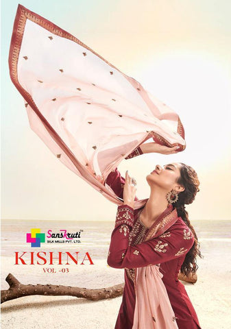 Sanskurti Silk Mills Kishana Jam Silk Embroidery Work Fancy Designer Salwar Suits
